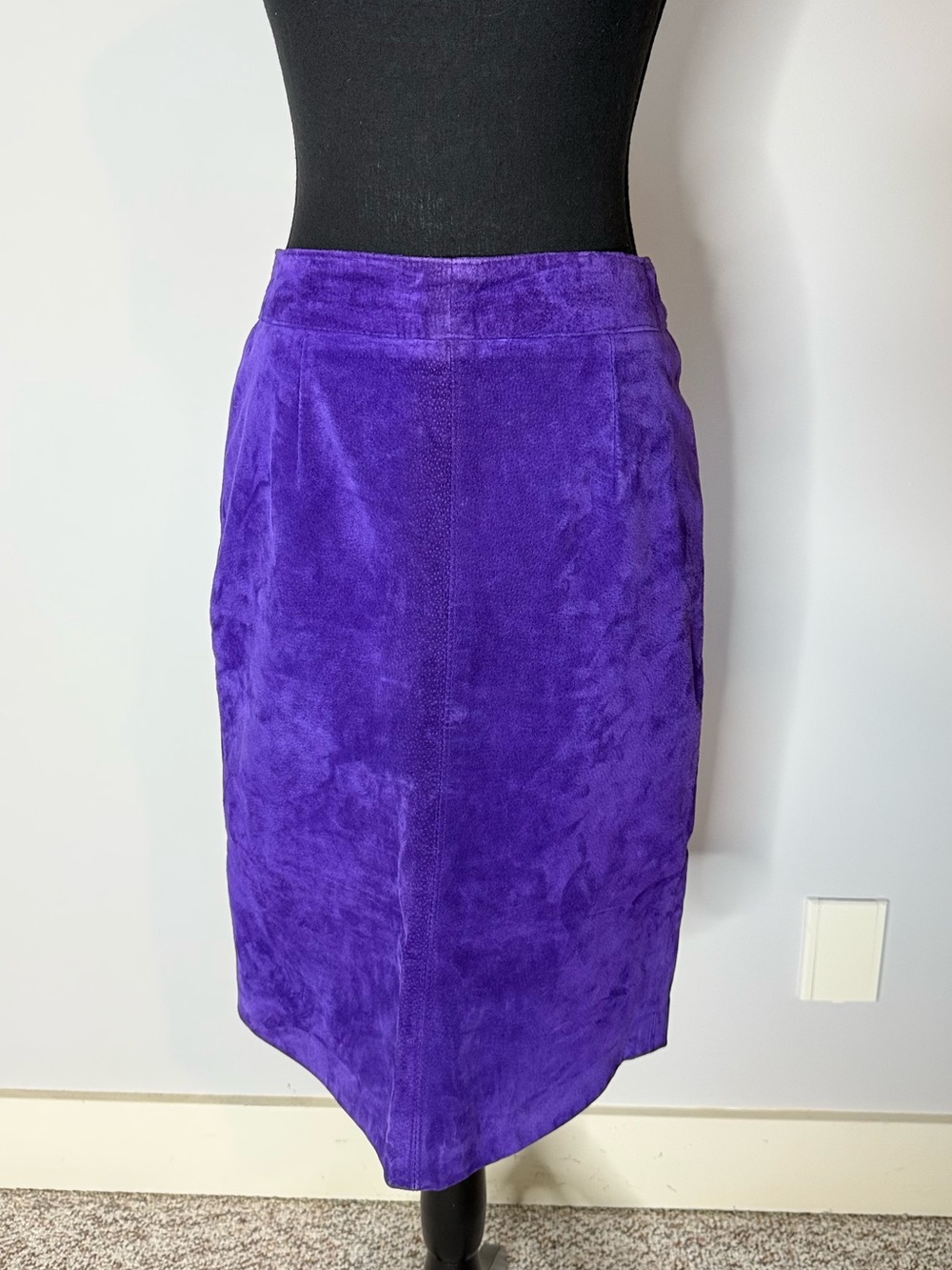 THE LEATHER RANCH Vintage Purple Suede Pencil Skirt Zipper Snap Lined Medium - Picture 4 of 10